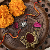 Vriksham Rakshabandhan Oxidized Sliver Bhai Name With Floral Evil Eye Design Rakhi-RB146